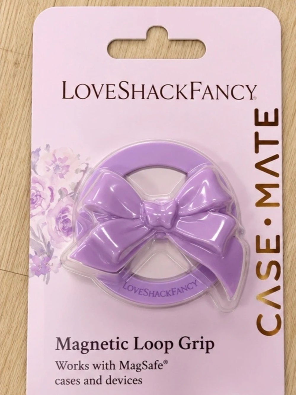LoveShackFancy Magnetic Loop Grip Purple MagSafe Phone Grip NWT